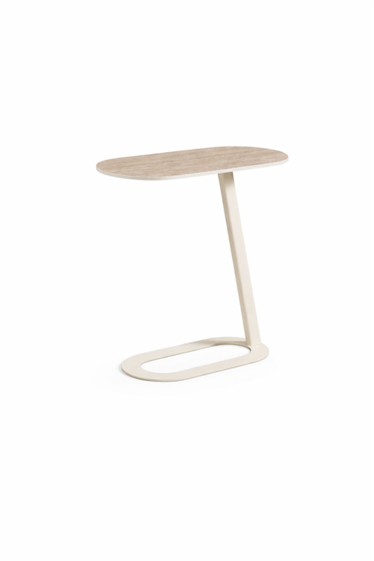 Modern Wood Side Table with White Metal Base, 60x30x60 CM modern wood side
