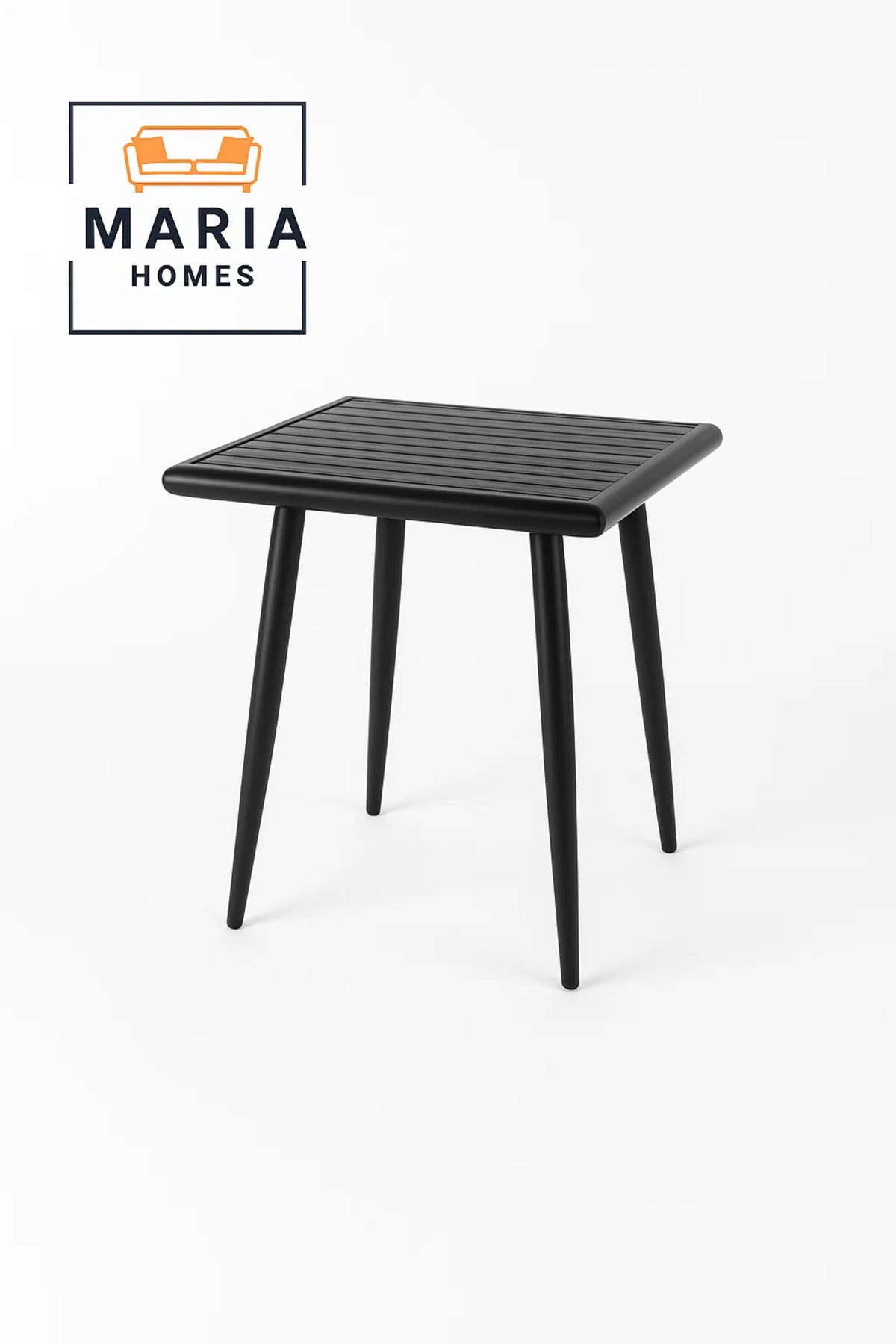 Black Square Outdoor Table with Slatted Top and Tapered Legs-size 75*70*70CM