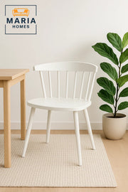 White Wooden Dining Chair with Spindle Back Ð Minimalist Scandinavian Style Seating