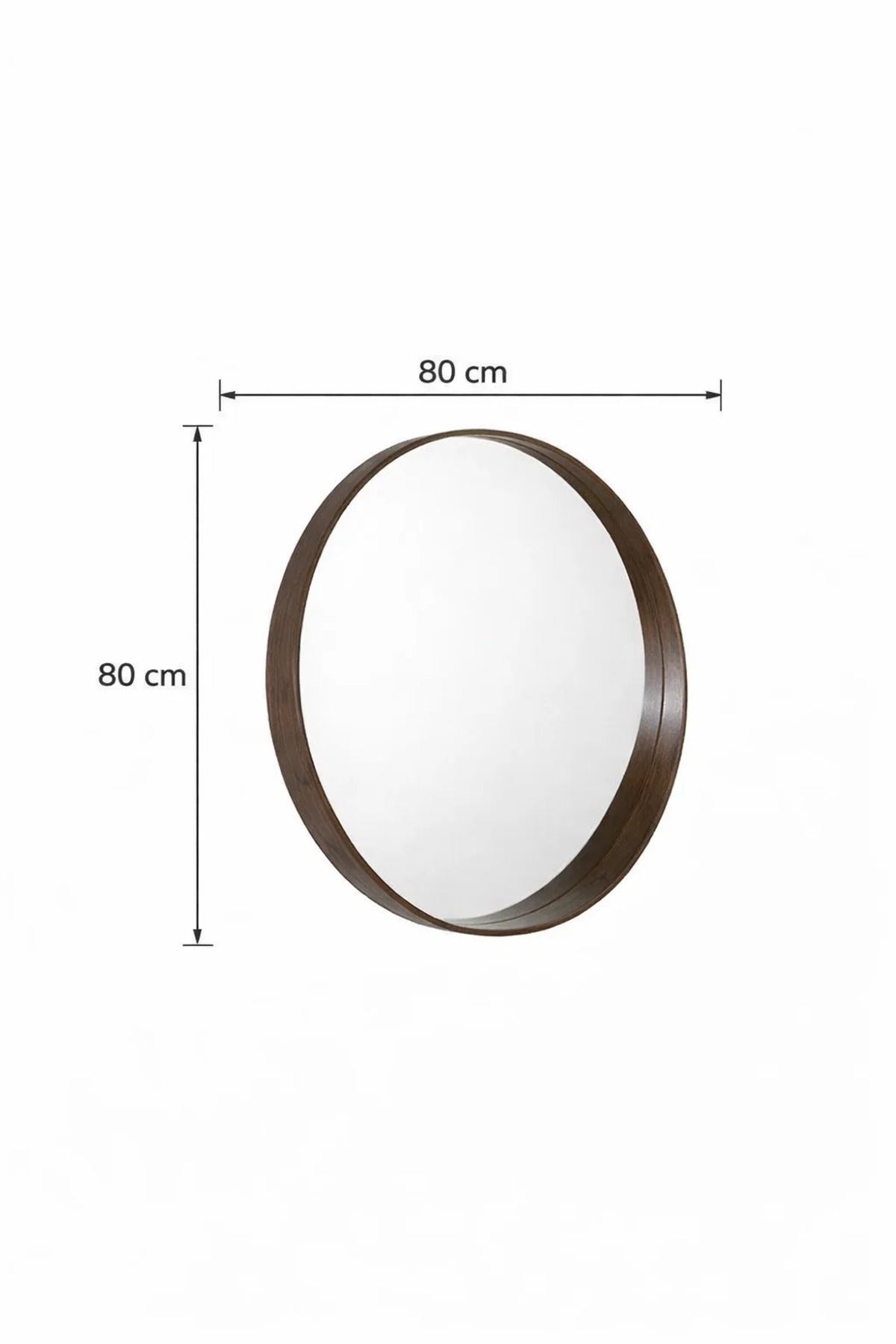 Premium Round Wood Frame Wall Mirror 80cm M51 Brown Modern Home Decor for Entryway Bathroom Vanity