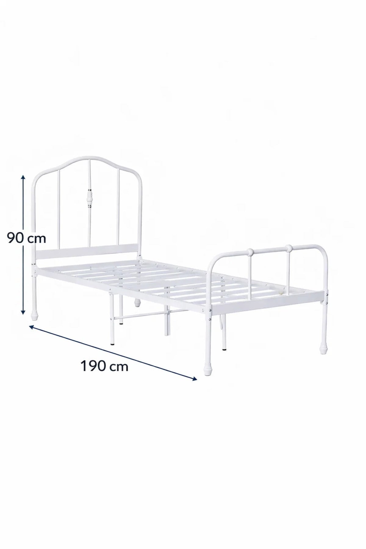 White Metal Bed Frame - WHITE (90*190 cm)