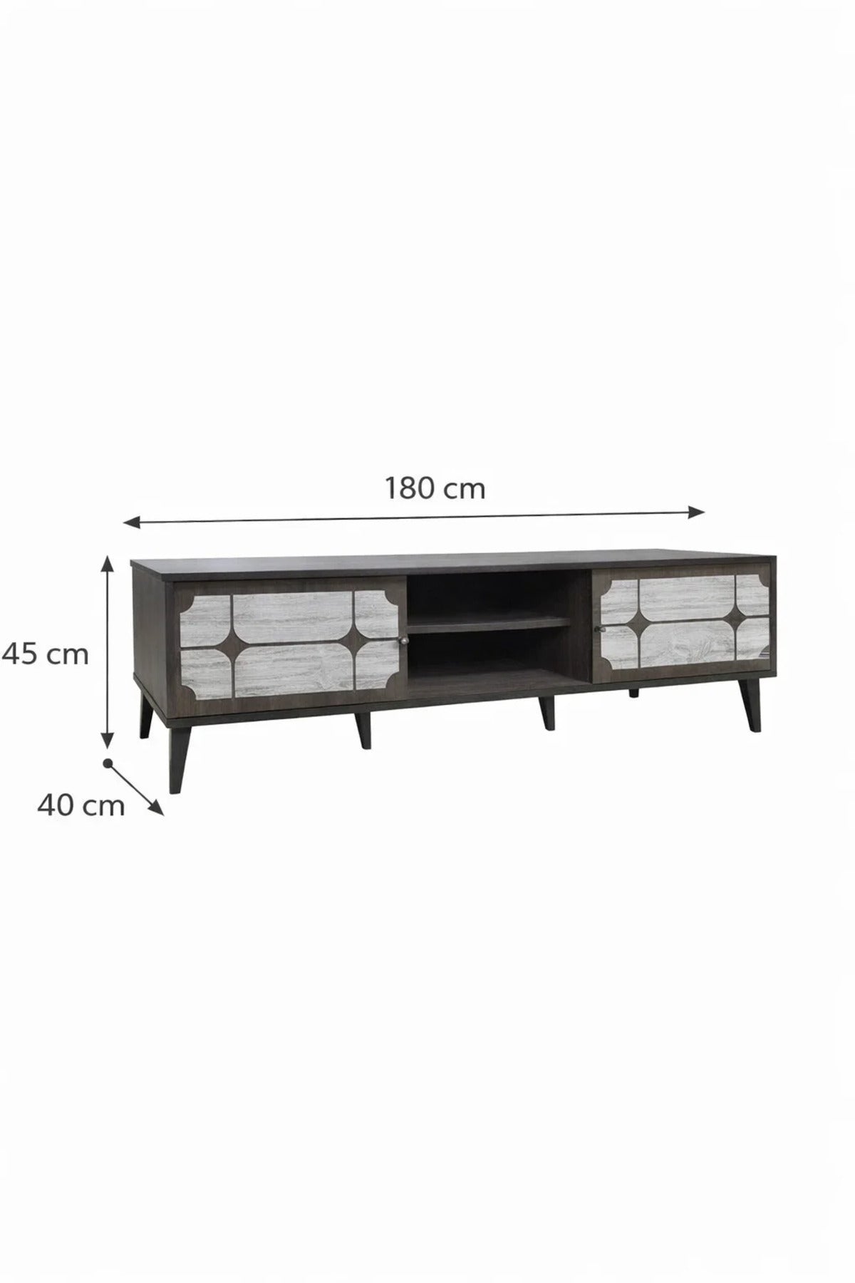 Elegant Media Console Unit TV Stand with Open Shelves and Cabinet Storage for Modern Homes 200cm