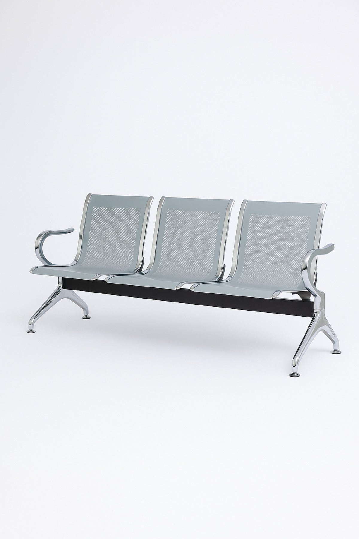 Silver 3-Seater Waiting Chair Ð Durable Metal Frame Bench for Hospital & Reception 175_68_78 cm