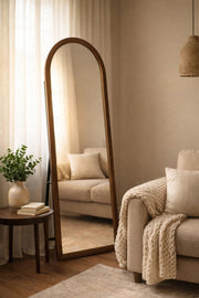 Brown Wooden Frame Arch Standing Mirror 170x60cm Full Length Floor brown wooden frame