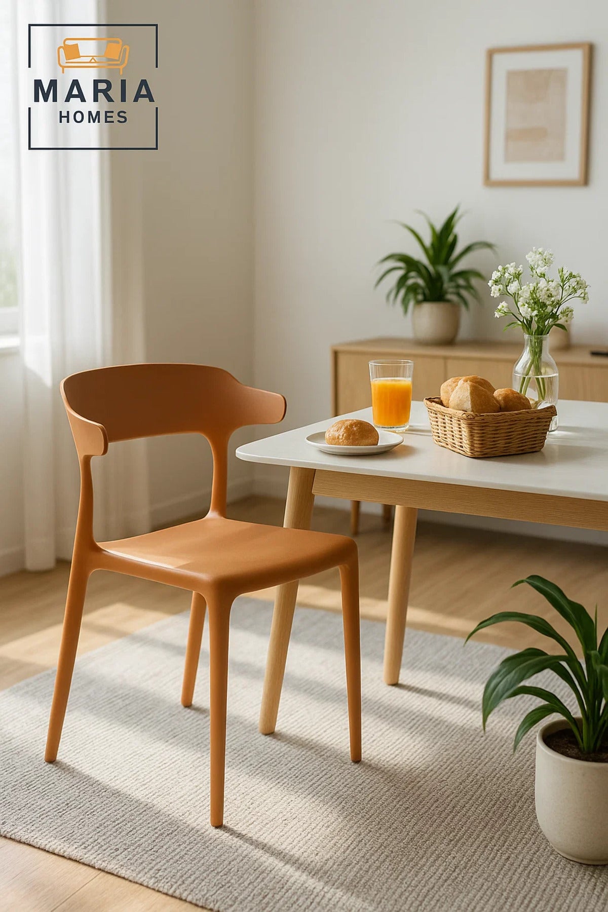 Camel Plastic Dining Chair √ê Modern Lightweight Armless Chair for Indoor and Outdoor Seating