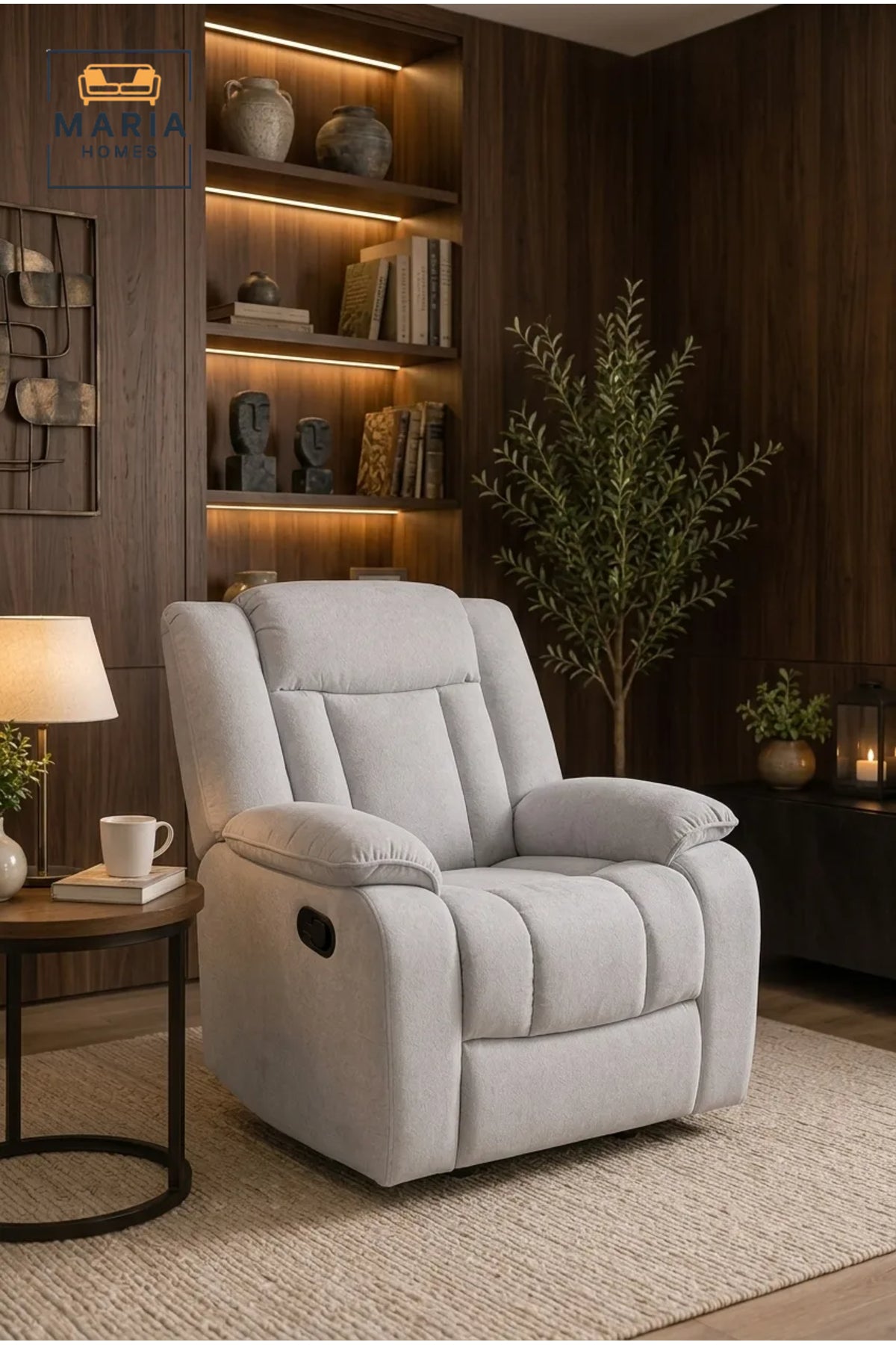 Modern Manual Recliner Armchair with Plush Cushions and Adjustable Footrest
