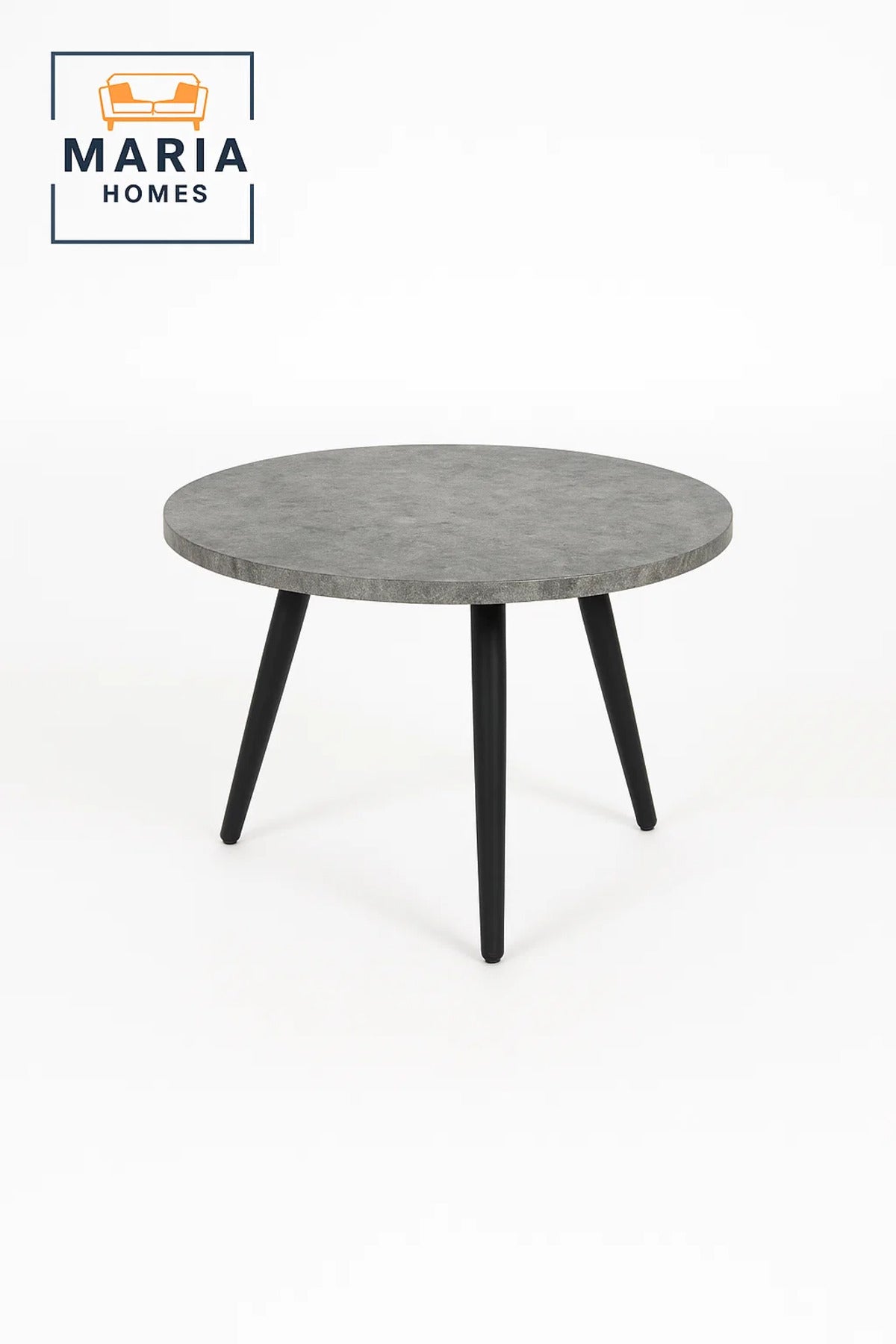Round Gray Coffee Table with Black Tapered Legs-size 35cm