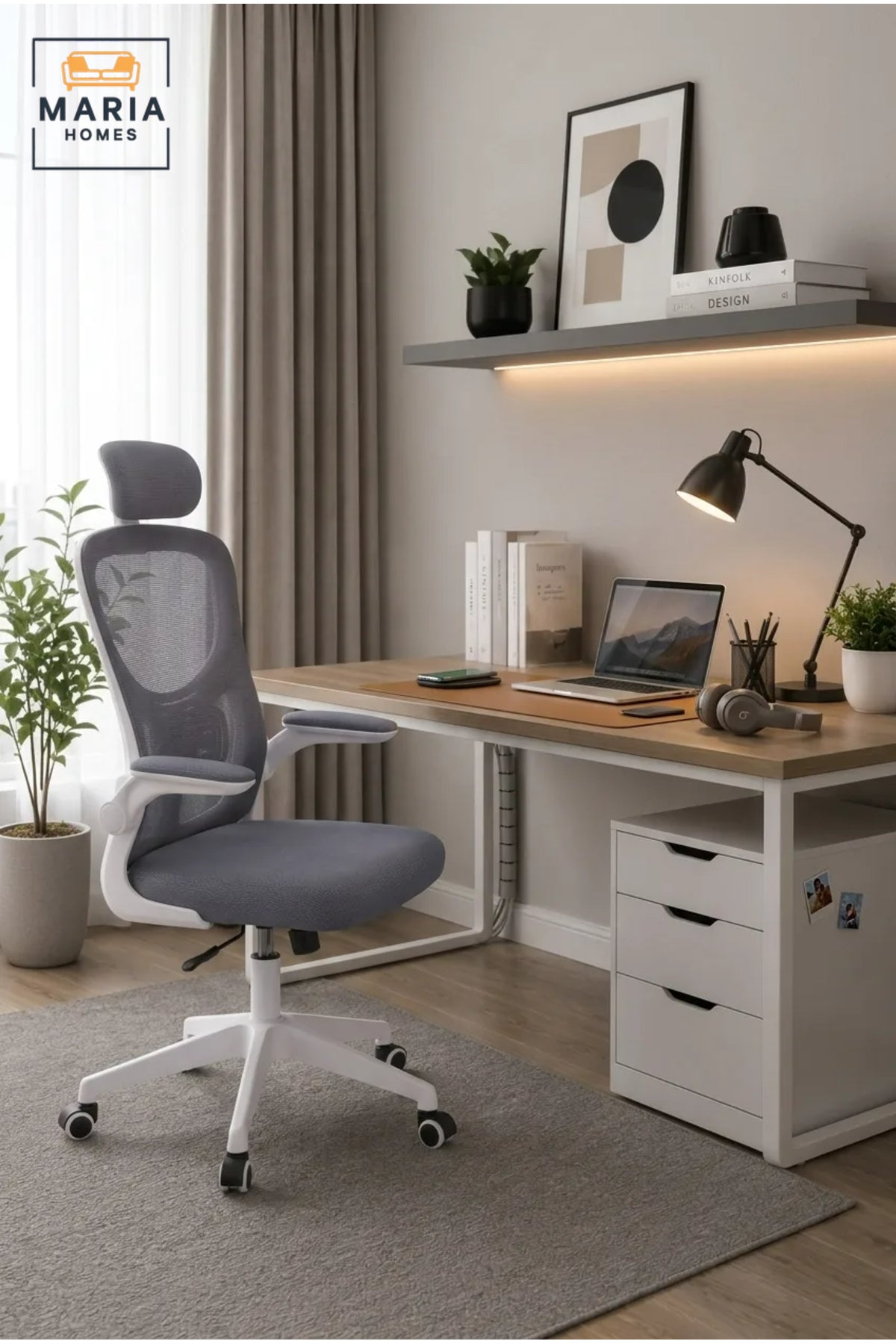 Ergonomic Executive Mesh Office Chair with Headrest, Adjustable Armrests and Lumbar Support
