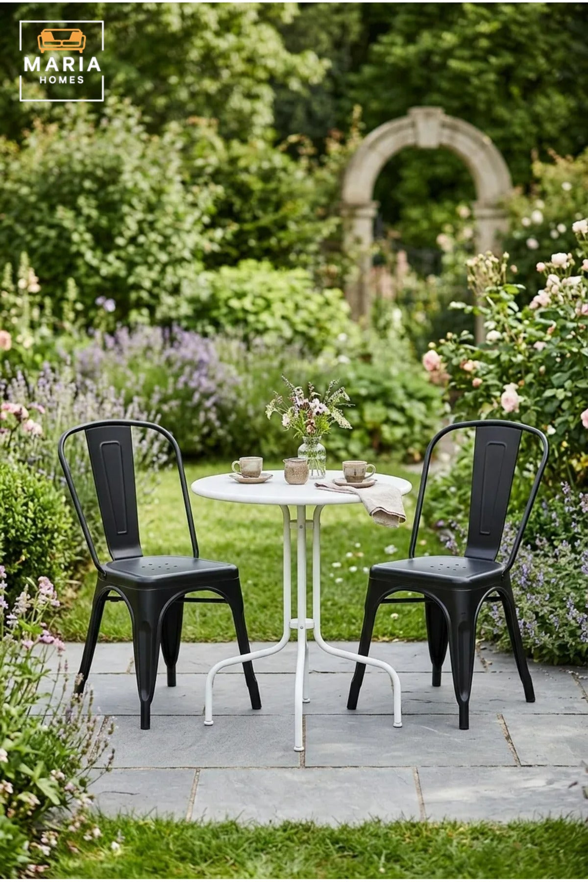 Modern Black Outdoor Chair – Stackable Patio Chair for Garden, Balcony, Café & Outdoor Dining