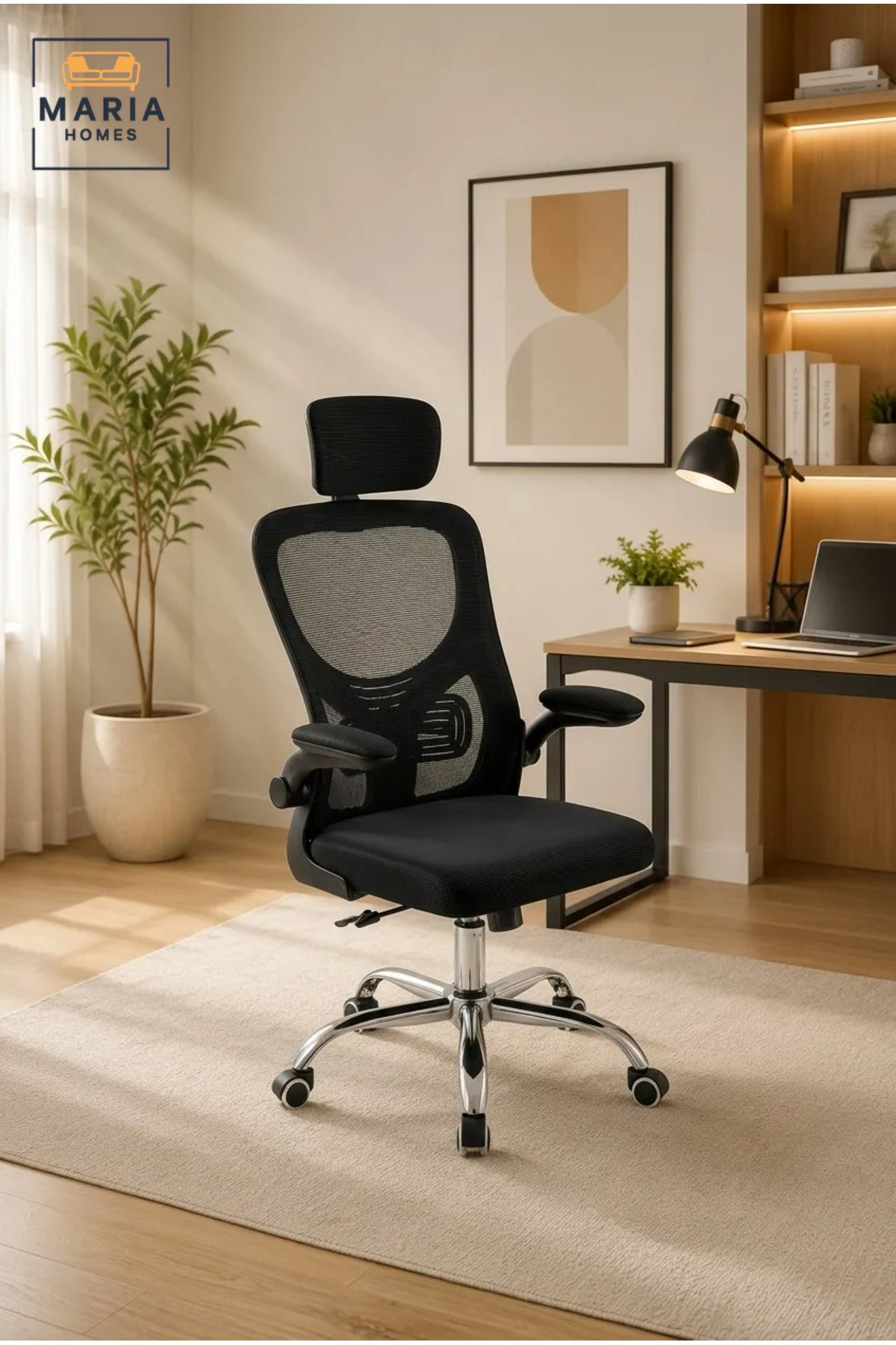 Executive Ergonomic Mesh Office Chair with Adjustable Headrest, Lumbar Support and Adjustable Armrests