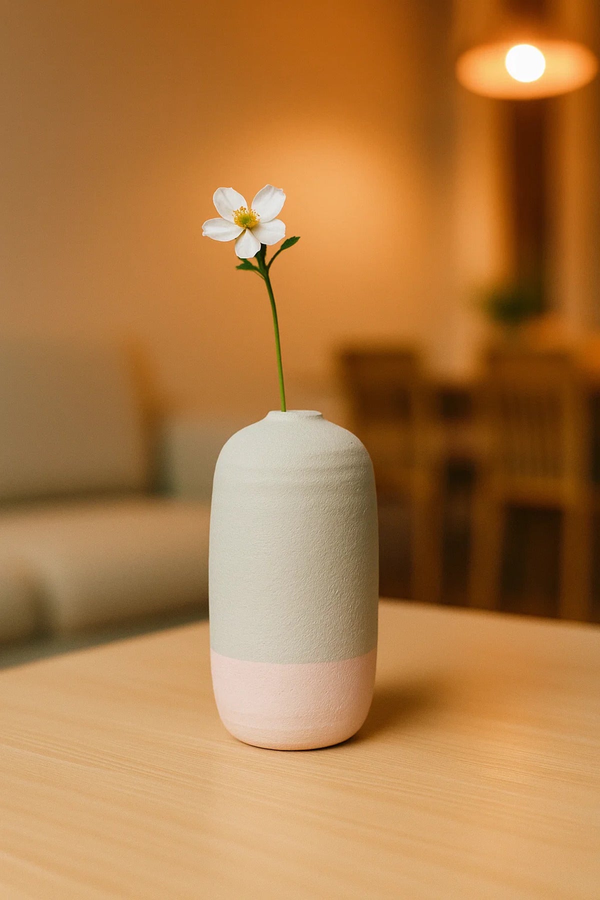 Grey and Pink Ceramic Decorative Vase Ð Modern Minimalist Flower Pot for Home and Office DŽcor