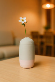Grey and Pink Ceramic Decorative Vase Ð Modern Minimalist Flower Pot for Home and Office DŽcor