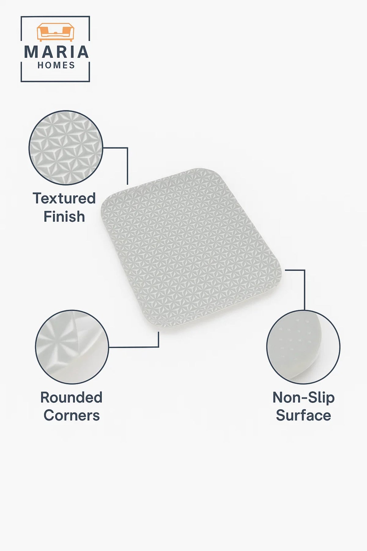 Rectangular Plastic Serving Tray with Grey Geometric Star Pattern