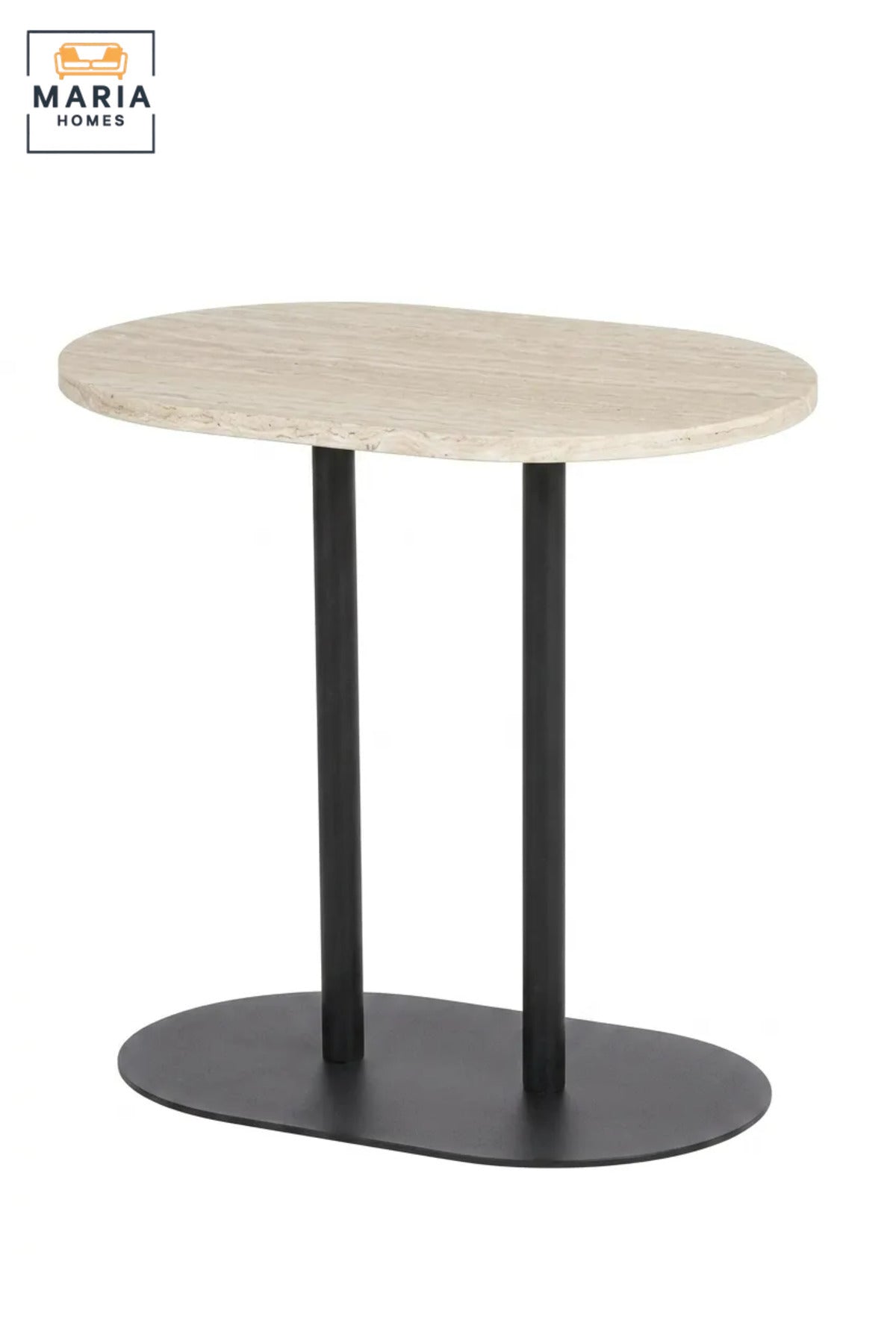 Modern Round Side Table with Marble-Effect Top & Pedestal Base, Contemporary End Table for Living Room, Bedroom, Office & Lounge