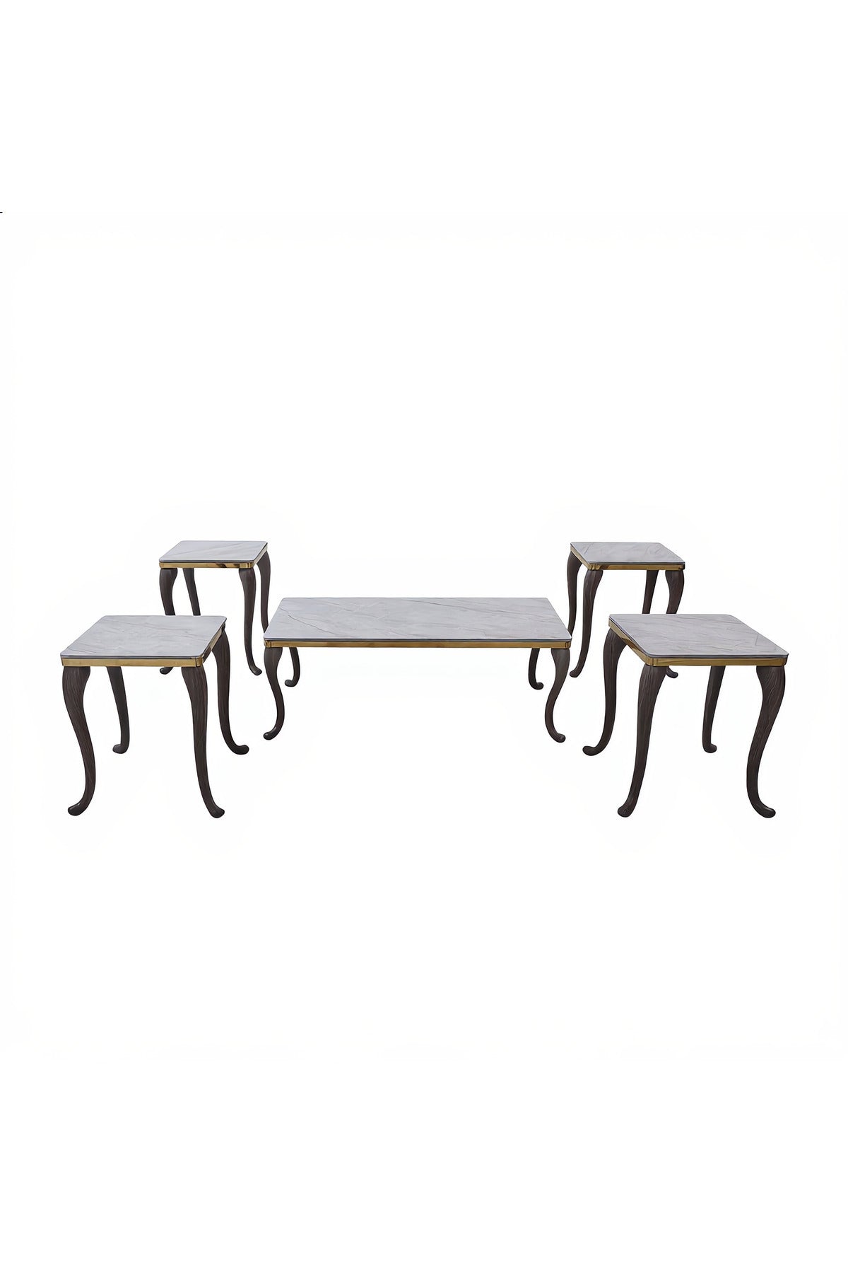 Ceramic Marble Tea Table Set 1+4 – Square Coffee Table and Side Tables 120×60×50 / 45×45×55