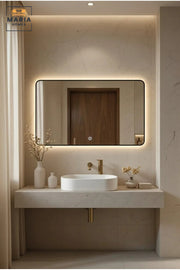 Rectangular LED Wall Mirror 160 × 80 cm with Touch Sensor, Rounded Corners and Integrated Lighting for Bathroom, Bedroom, Dressing Area and Vanity