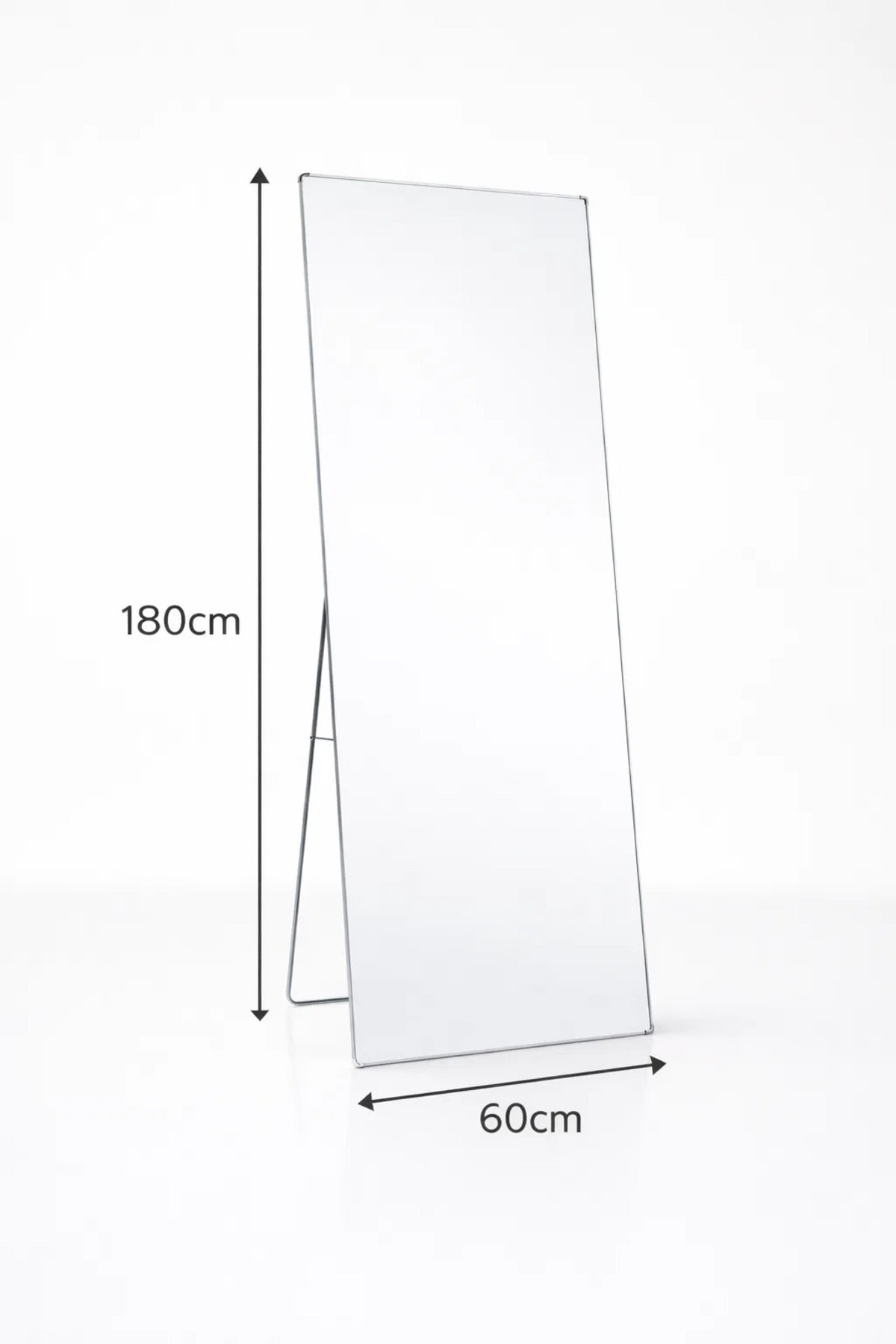 Modern Full Body Standing Mirror 180x60cm Large Floor Mirror for Bedroom Hallway Silver Frame