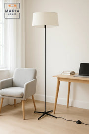 Slim Tripod Floor Lamp with White Drum Shade