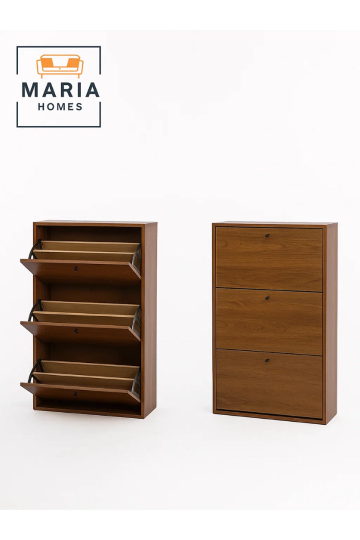 Brown Wooden Shoe Cabinet Ð 3 Tier Flip Drawer Shoe Storage 62_25_120 cm
