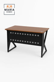 Industrial Work Desk with Black Steel Frame and Wood Top