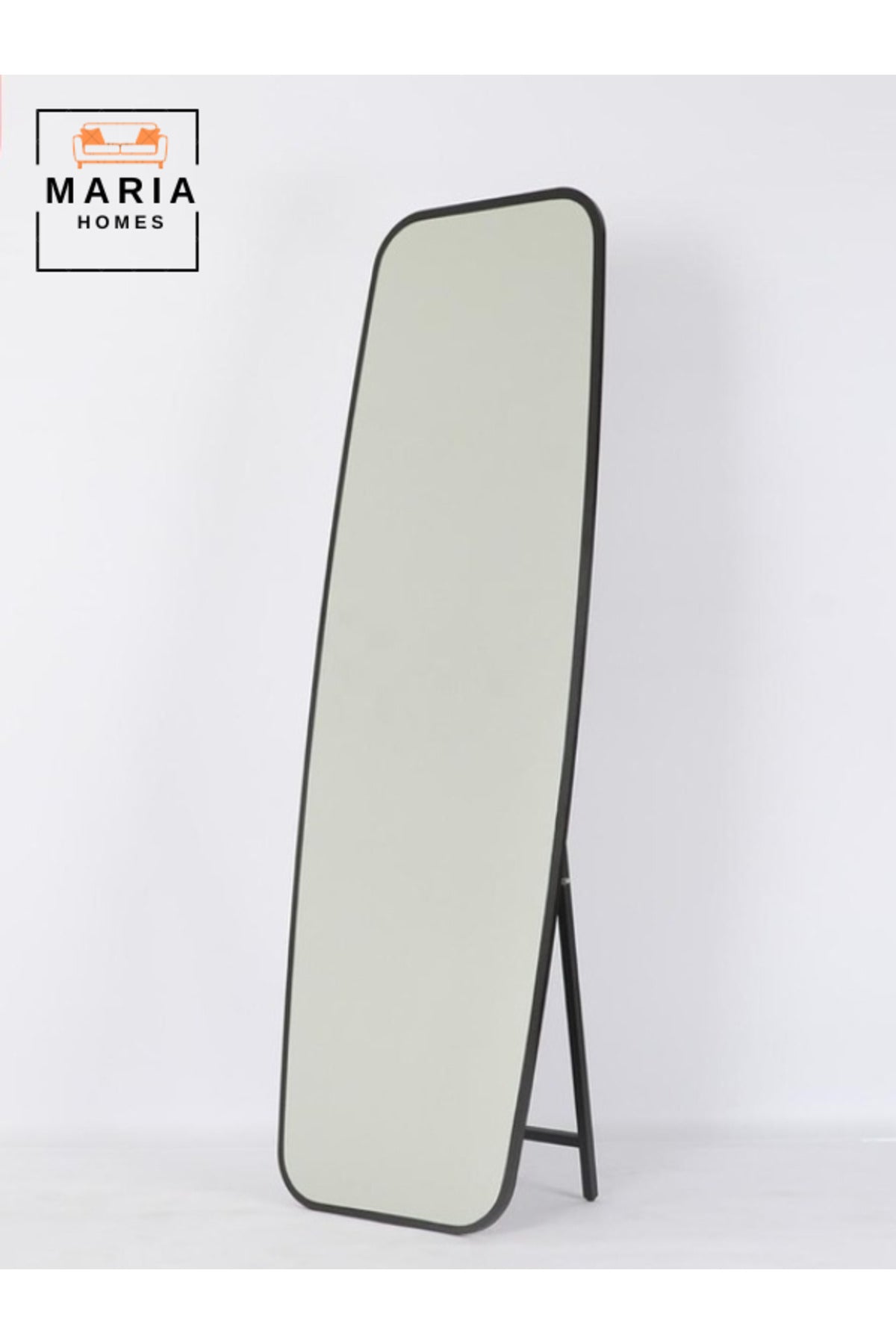 Black Full-Length Mirror with Rounded Corners Ð 170x54 cm Standing Frame