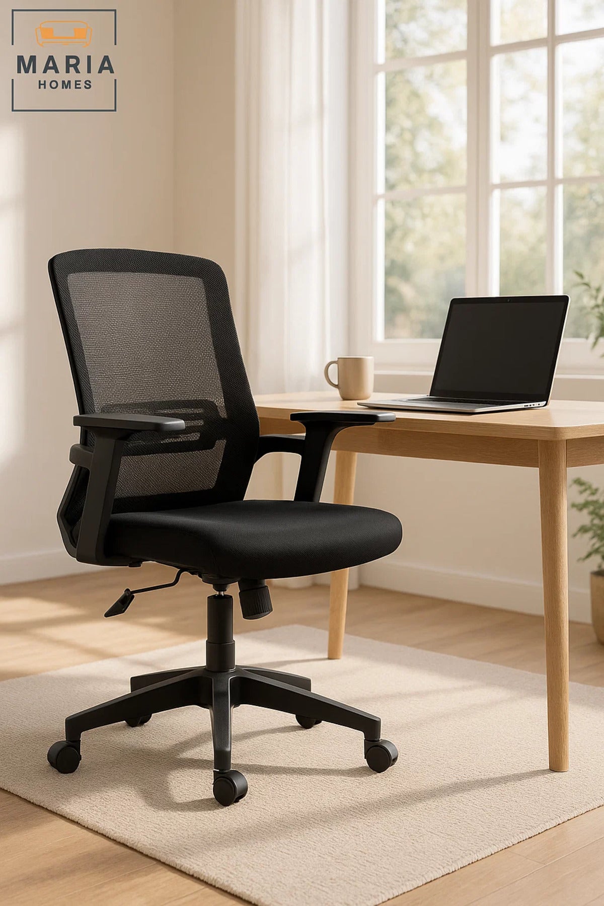 Ergonomic Black Office Chair with Adjustable Armrests Ð Mesh Back, Swivel & Comfortable Design