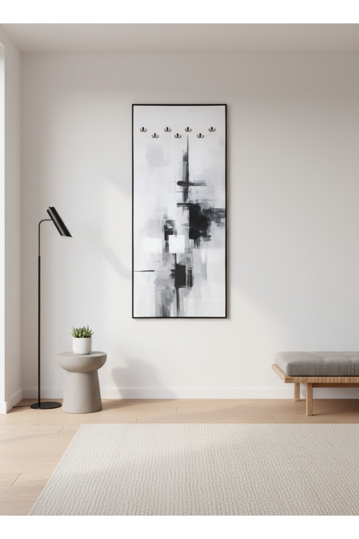 Modern Abstract Wall Art Panel with Hooks for Entryway and Living Room 180x80cm modern
