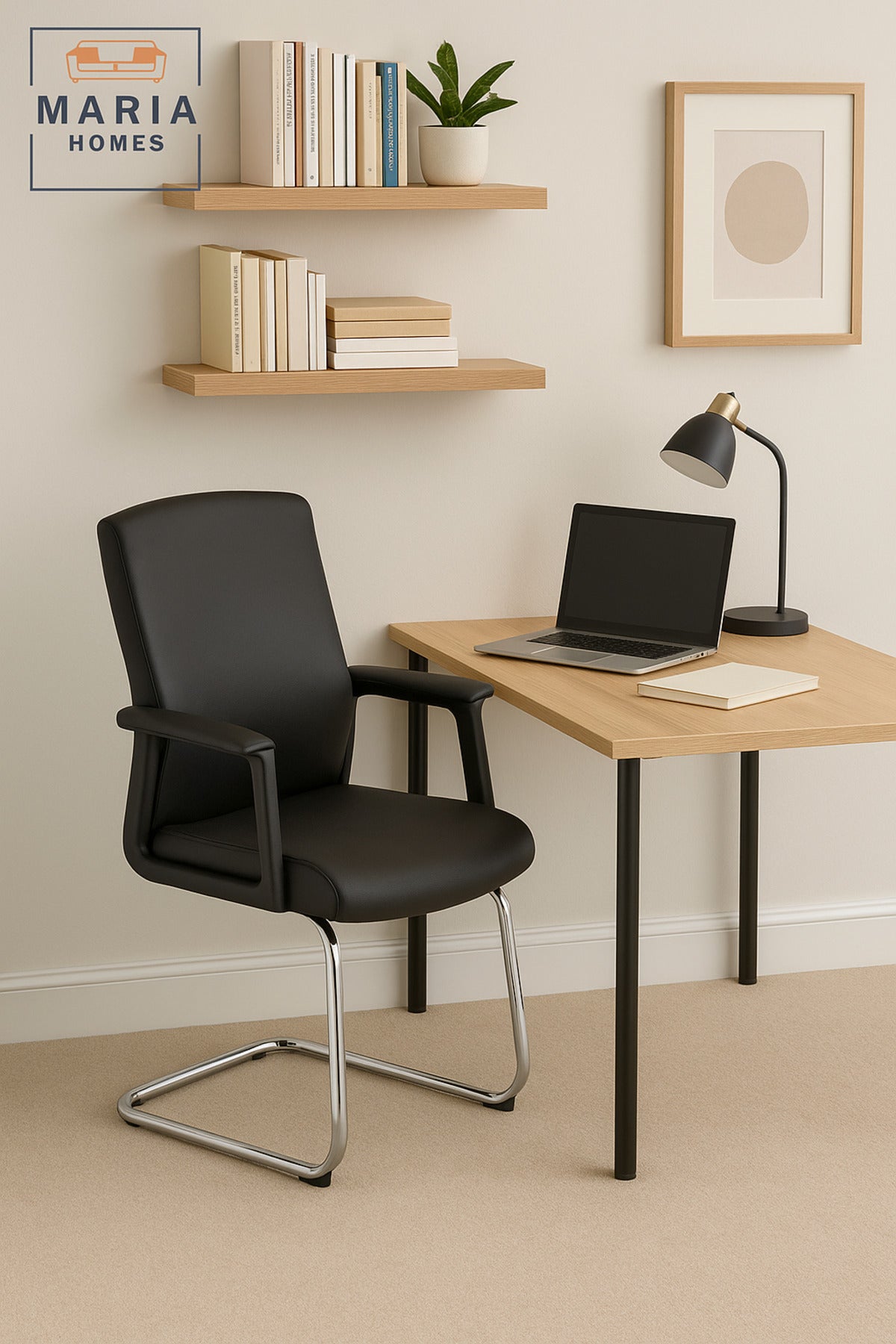 Black Visitor Chair Ð Sleek Design with Chrome Cantilever Base