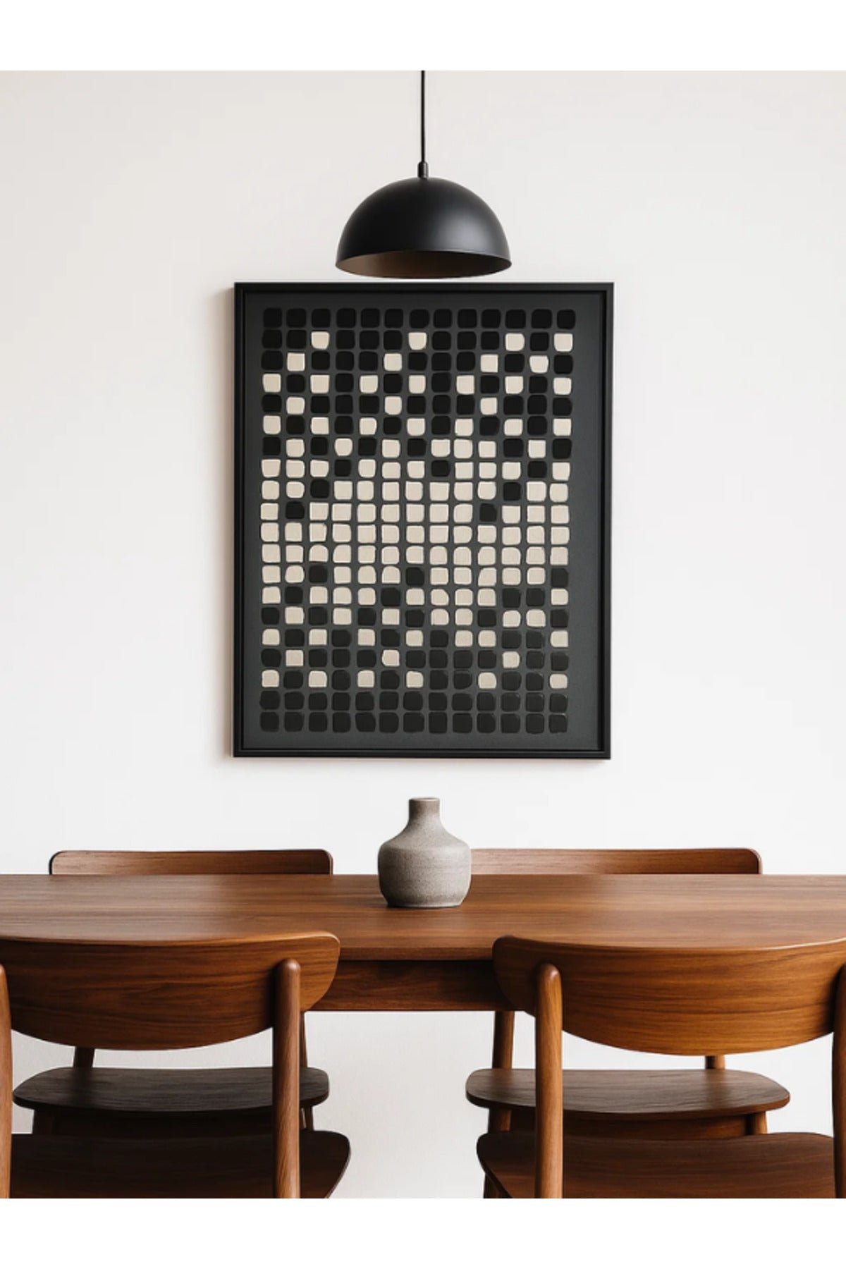 Modern Geometric Wall Art Ð 120_80 cm Black and White Square Pattern Framed Canvas