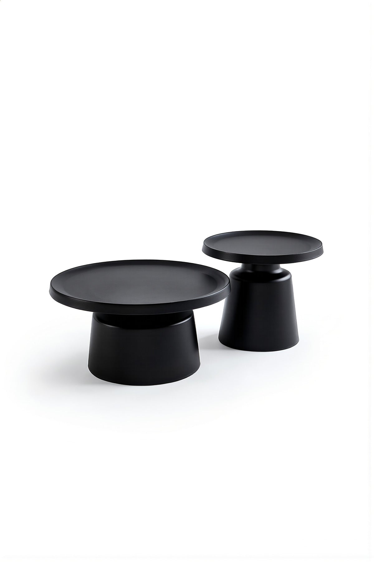 Modern Black Tea Table Set 1+1 √ê Round Coffee Table and Side Table 70_70_40 / 50_50_50
