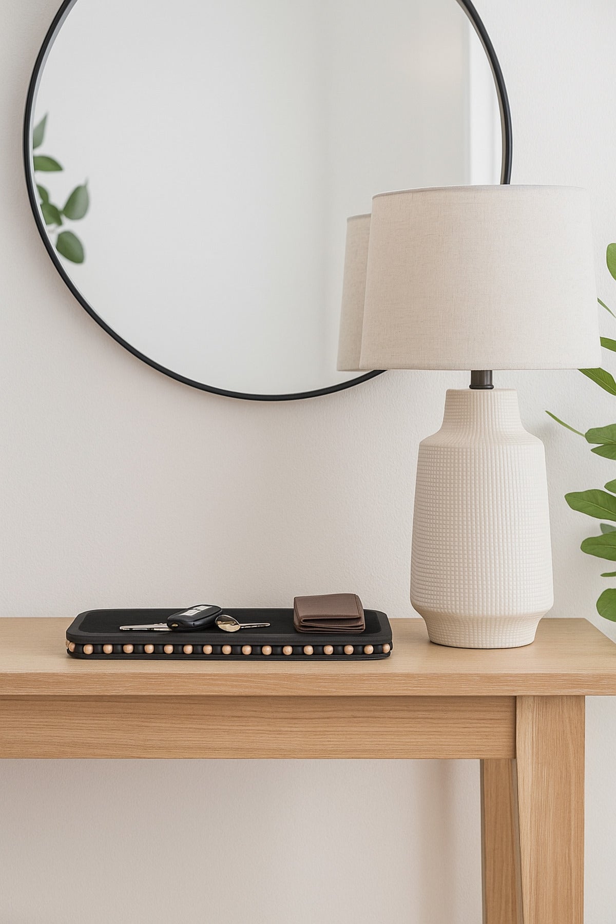 Black Wooden Rectangular Decorative Tray with Stud Detailing Ð Modern Table Accent