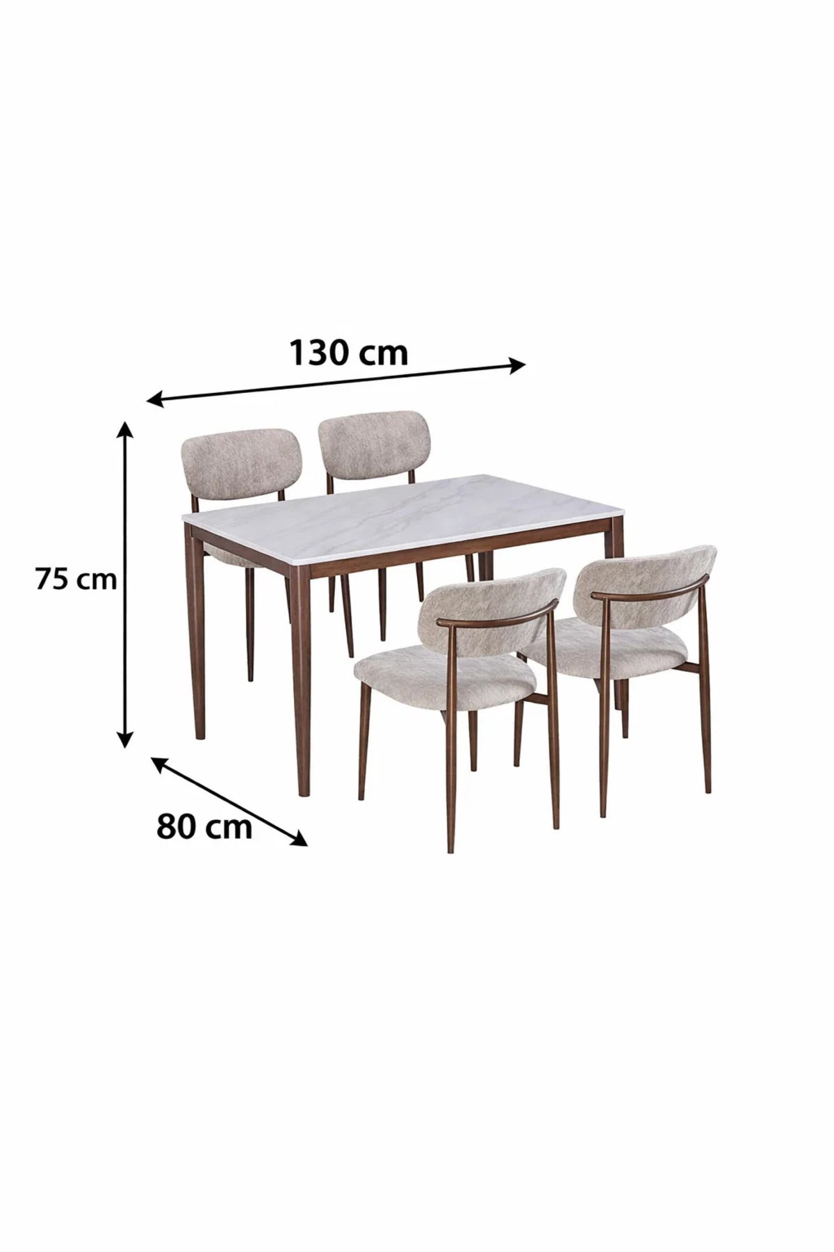 Luxury 4-Person Dining Table Set Faux Marble Top with Upholstered Chairs for Dining Room Home