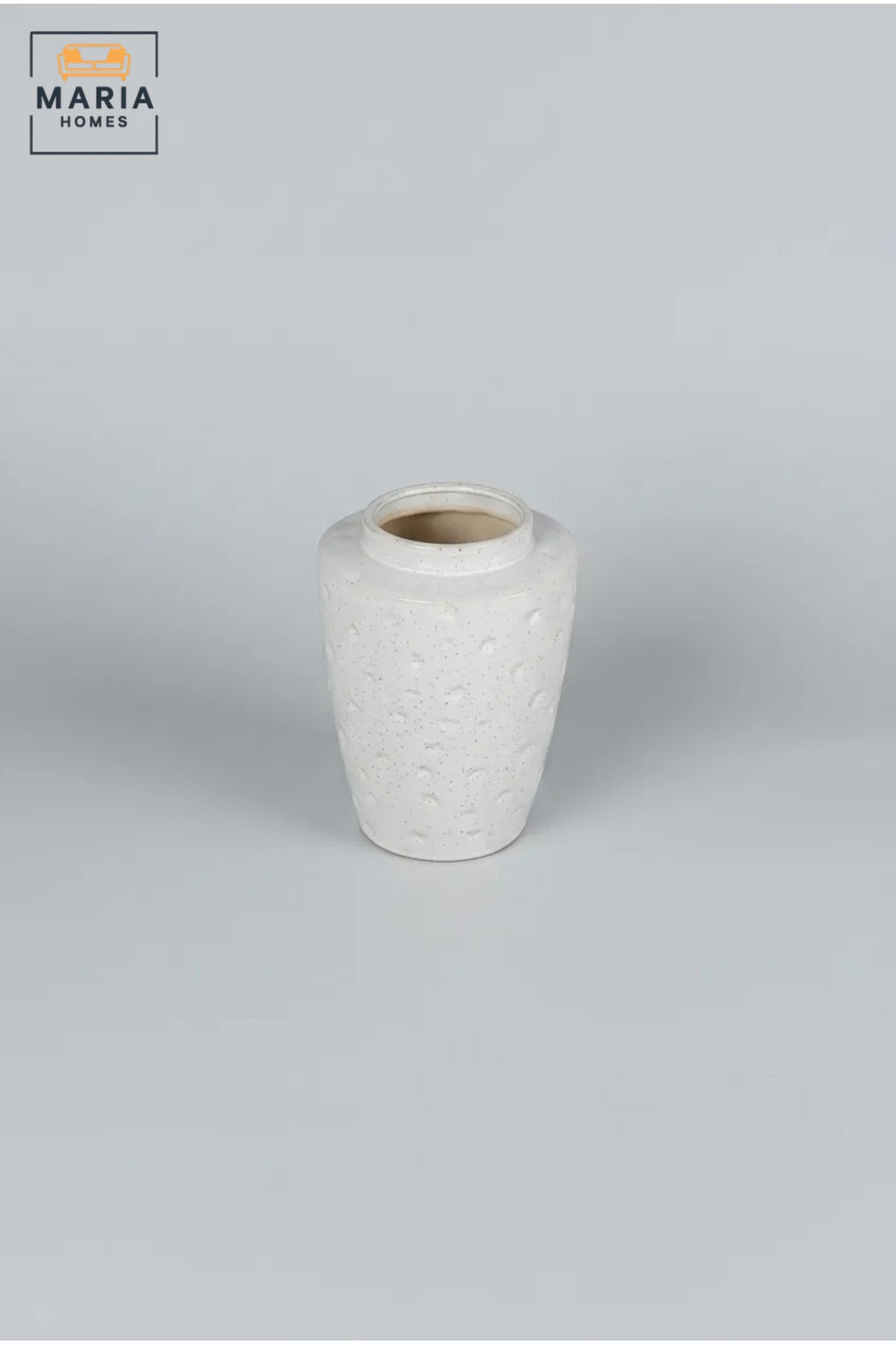 White Textured Decorative Vase, Modern Tapered Flower Holder with Wide Opening for Dried Flowers, Living Room, Bedroom, Office, Shelf and Table Décor
