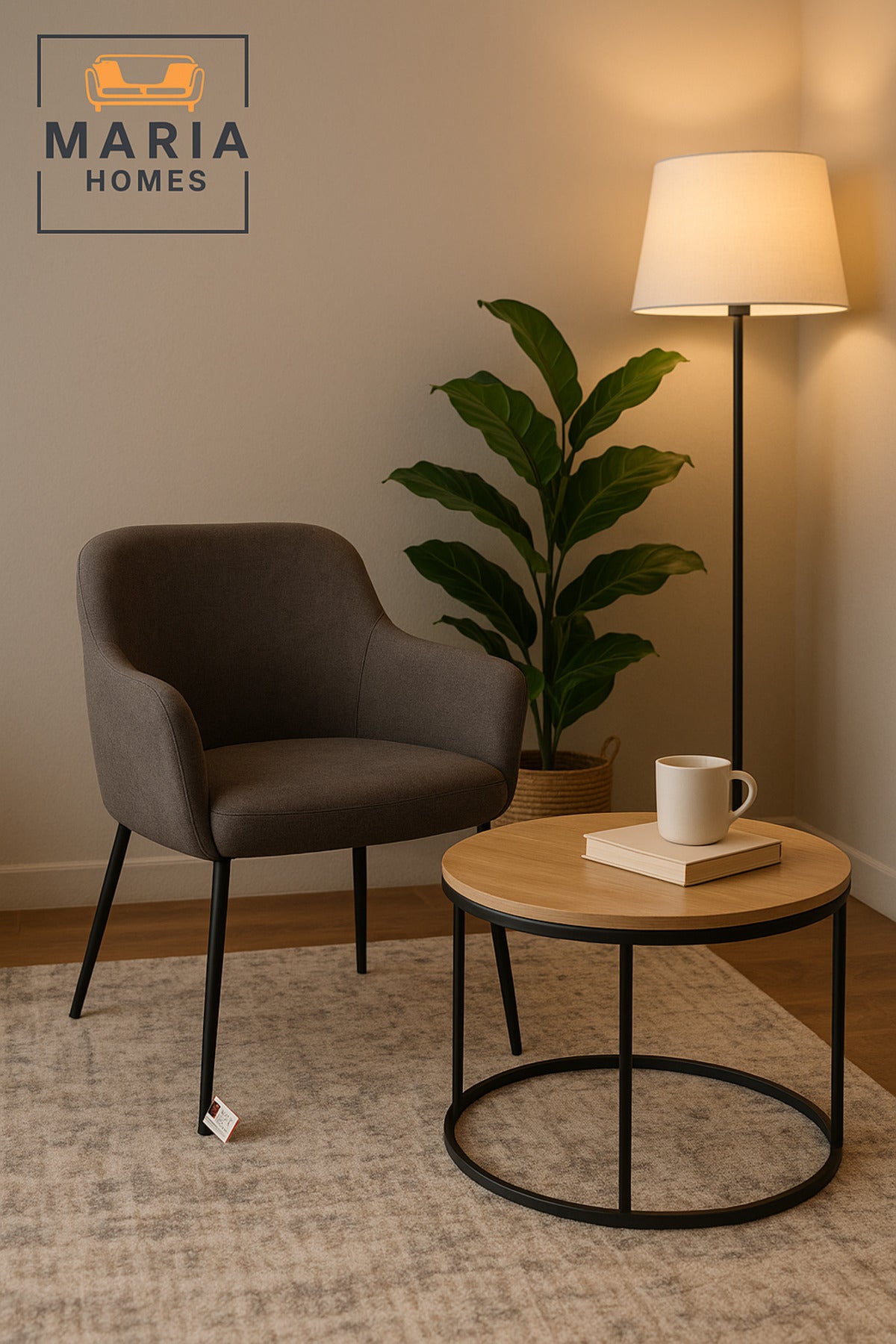 Modern Fabric Armchair Comfortable Upholstered Accent Chair for Living Room & Office