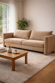 Beige Fabric 3 Seater Sofa 204x84x80cm Modern Living Room Couch beige fabric seater