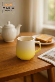 Ceramic Mug with Matte White and Yellow Gradient Ð Modern Curved Design