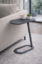 Modern D.Grey Side Table with Sleek Metal Base, 60x30x60 CM modern grey side