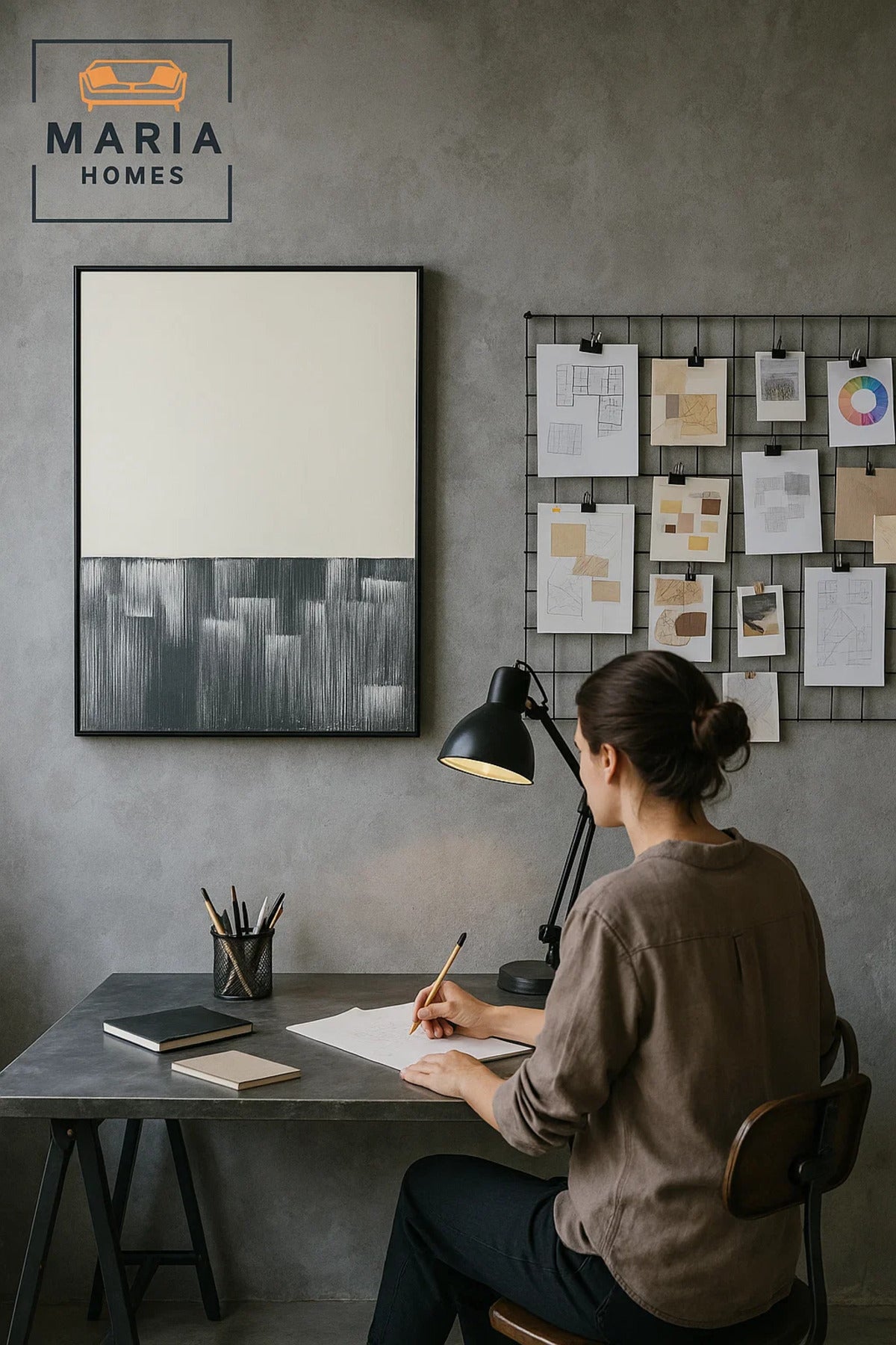 Framed Abstract Wall Art Ð Black and White Textured Block Composition and Size 100*140 cm