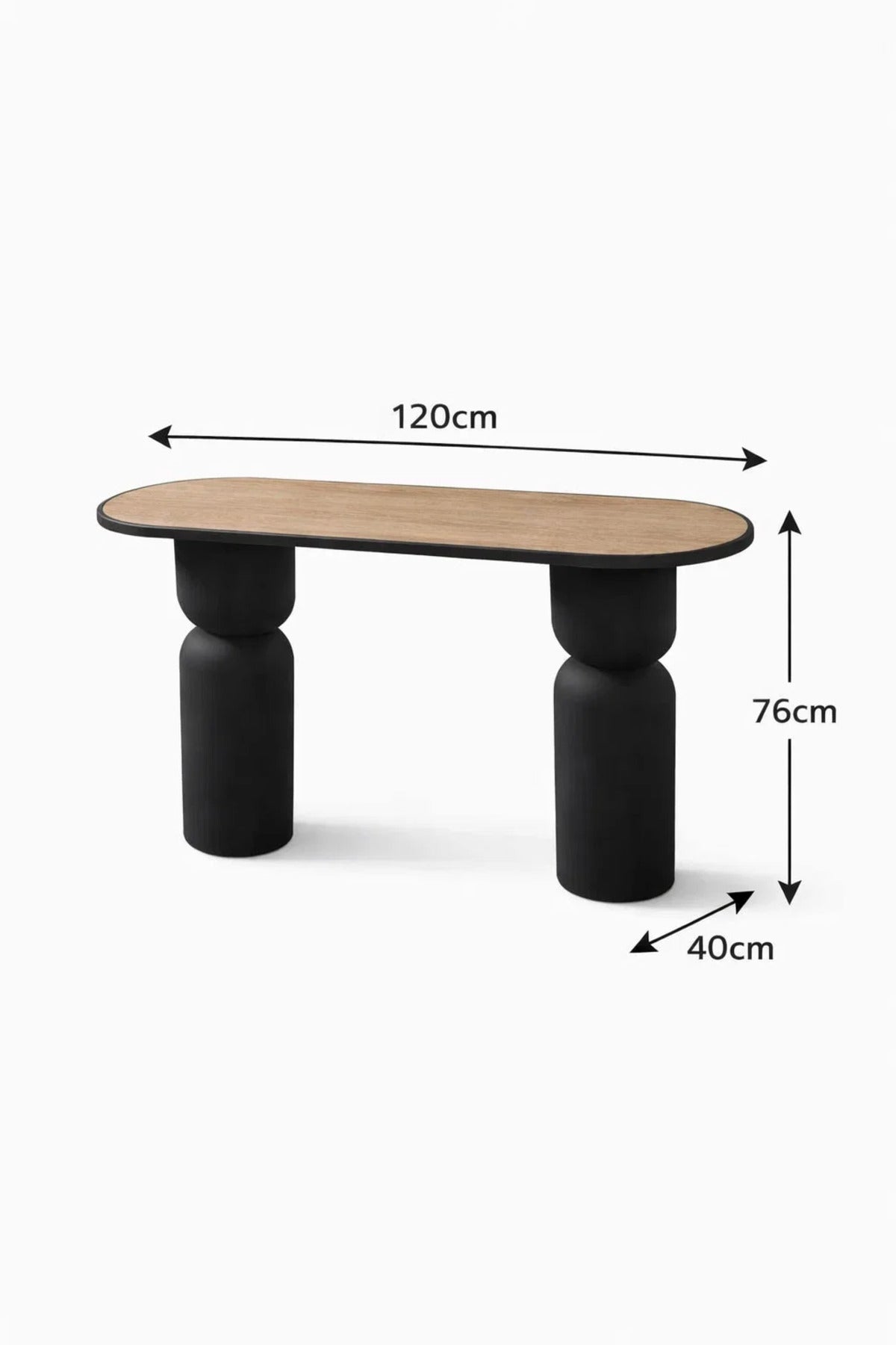 Contemporary Wood Top Console Table with Sculptural Black Legs for Modern Living Rooms 120cm