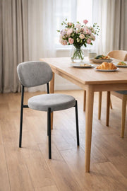 Modern Grey Upholstered Dining Chair with Metal Legs Comfortable Accent Chair