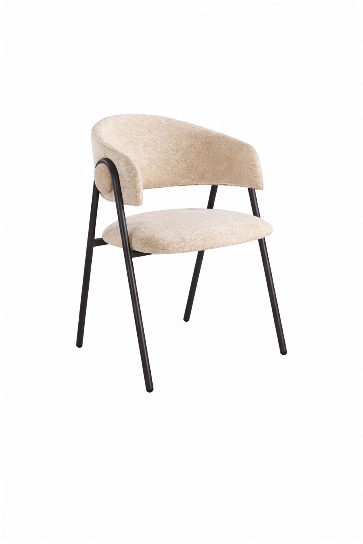 Light Beige Armchair with Black Metal Legs, 80x45x49 CM light beige armchair Kitchen