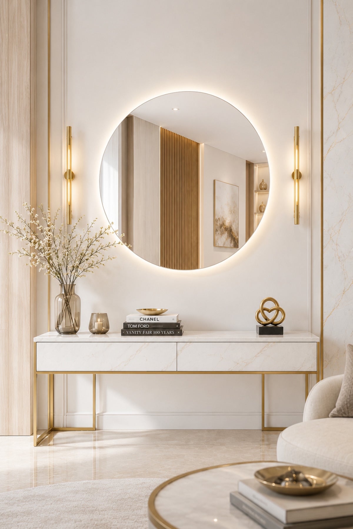 Modern Round Wall Mirror √ê Frameless Minimalist Decorative (80 _ 80 CM) modern round