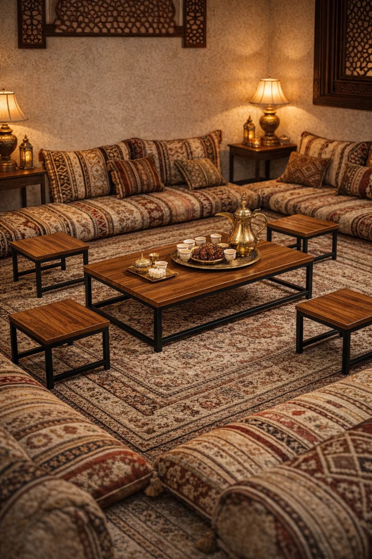 Modern Brown Coffee Table Set with 4 Side Tables 110 _ 60 26.5 cm modern brown coffee