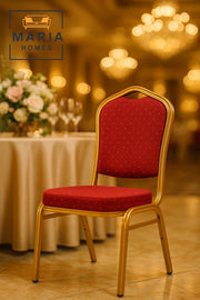Gold Frame Banquet Chair with Red Upholstery