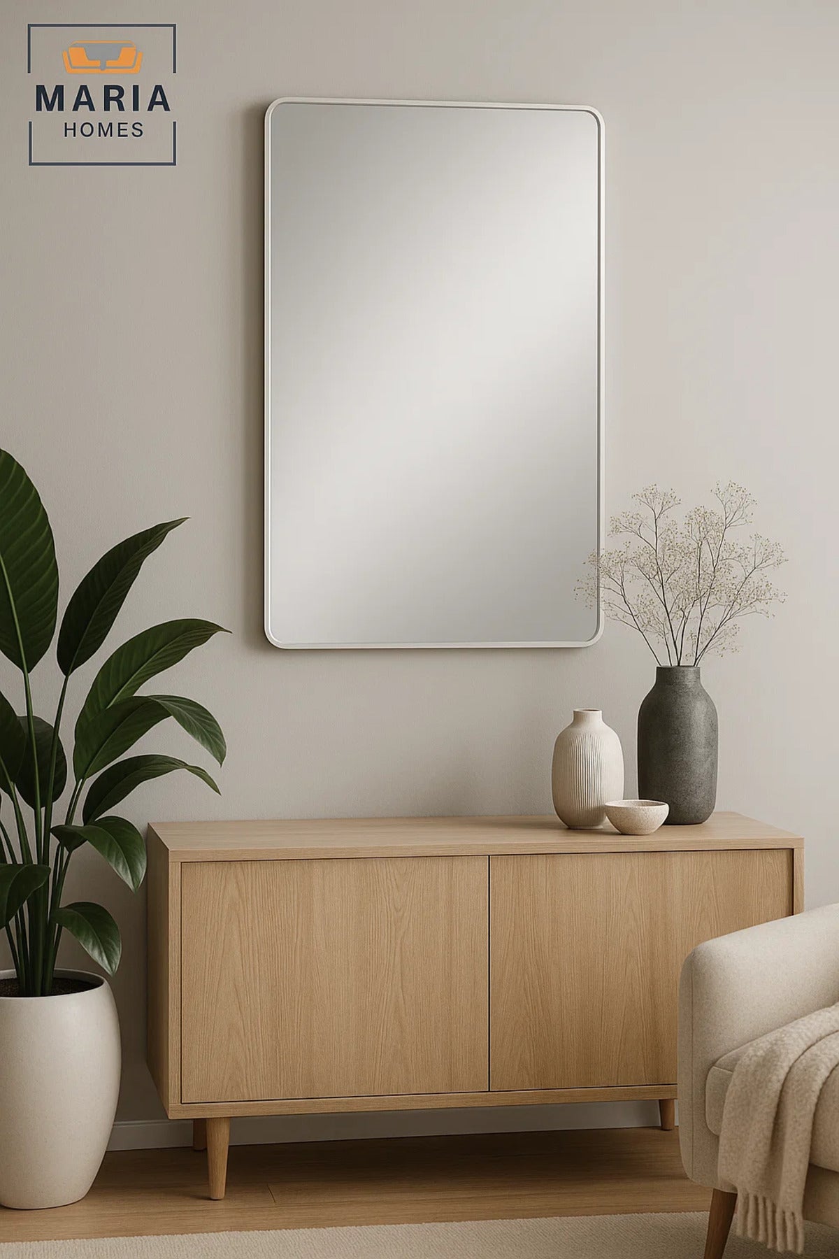 Silver Frame Wall Mirror for Bedroom, Bathroom & Living Room Modern D≈Ωcor 70x140