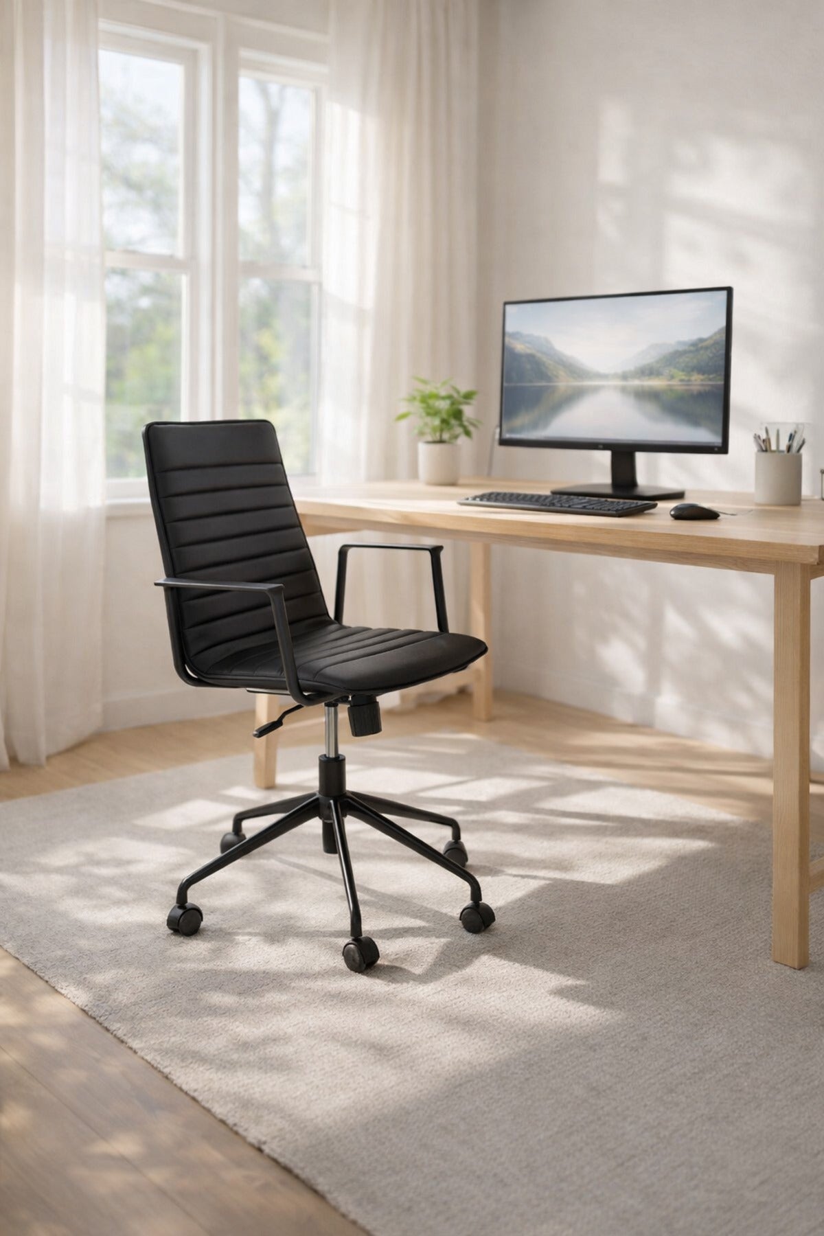 Orange Office Chair with Wheels √ê Modern Ergonomic Computer Chair with Armrests