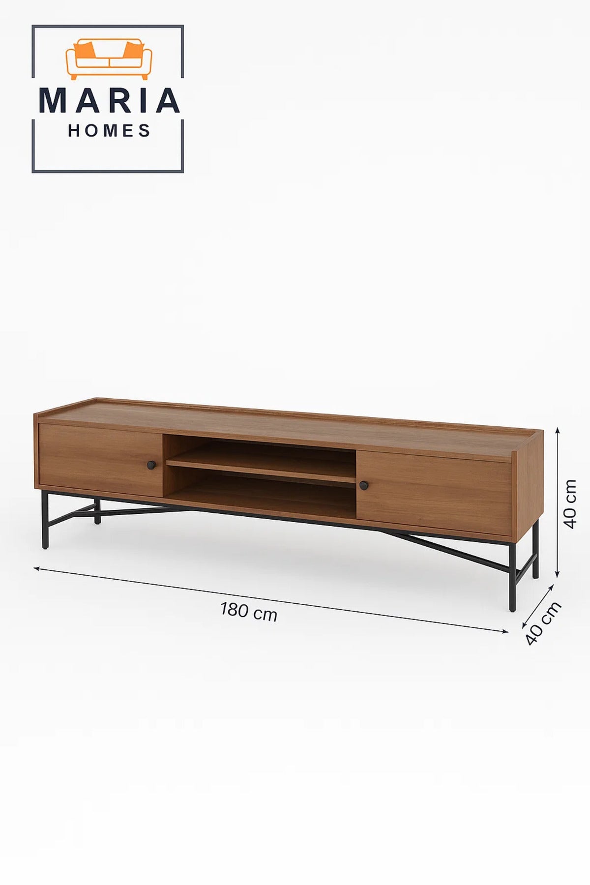 Industrial Brown Wood TV Stand with Metal Frame Ð 180x40x50 cm Modern Entertainment Unit