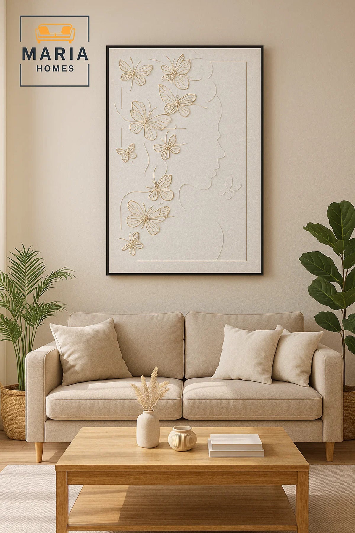 Modern 3D Wall Art Ð Woman Silhouette Decorative Panel with Butterflies 120_80 cm