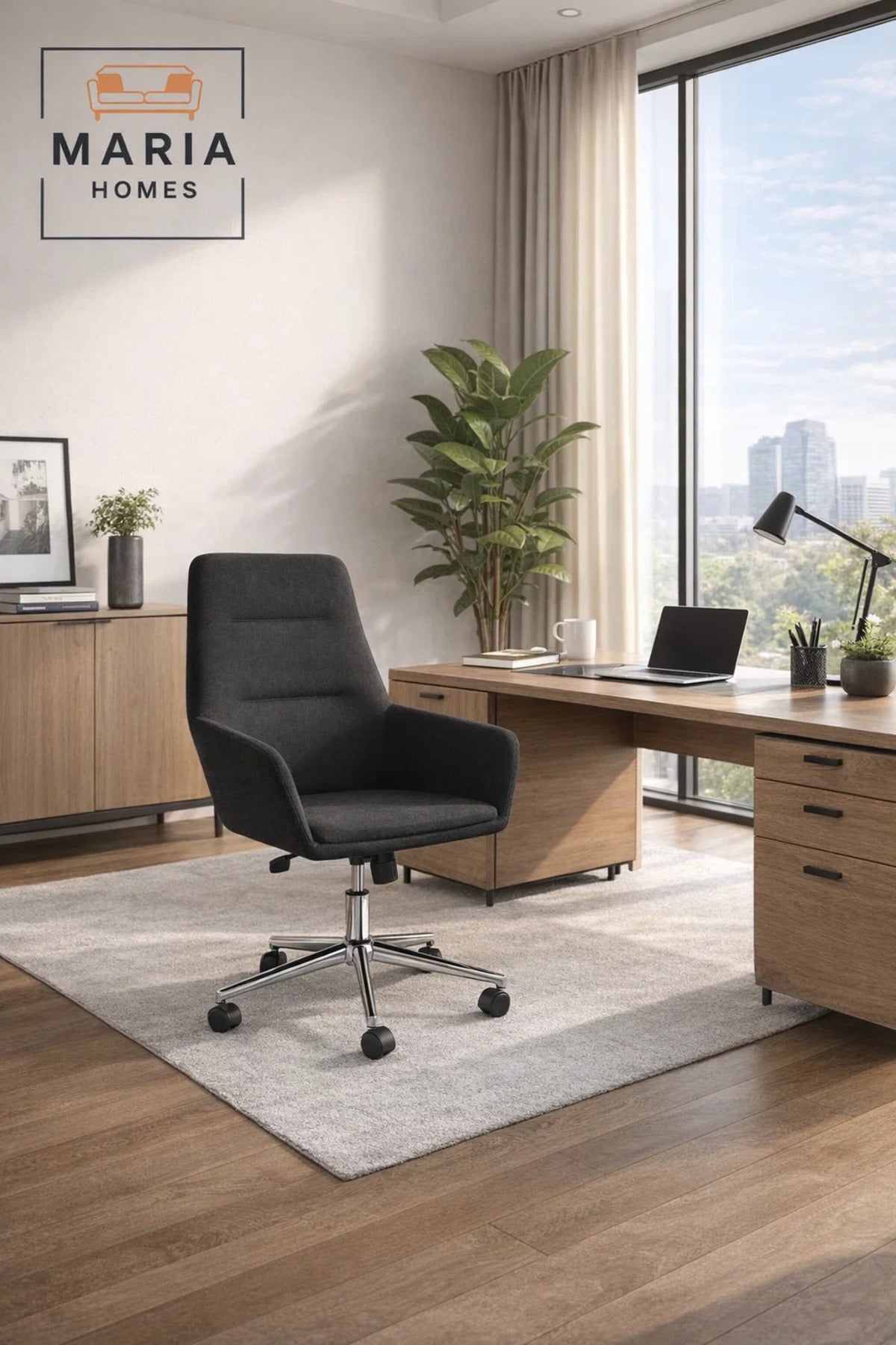 Black Office Chair with Wheels Ð Modern Ergonomic Swivel Work Chair
