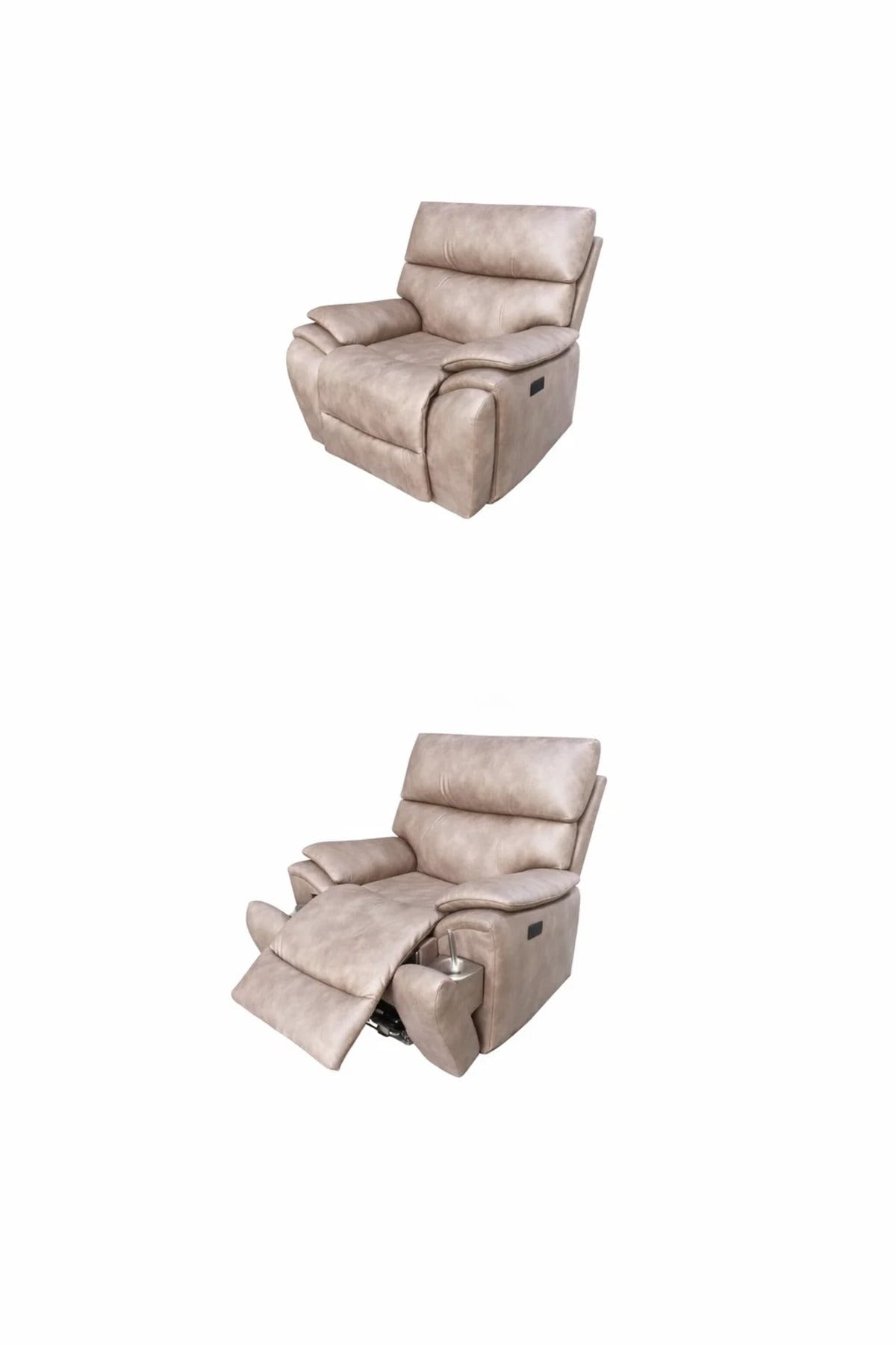 Premium Light Brown Leather Recliner Armchair with Cup Holder and Lumbar Support for Home Comfort